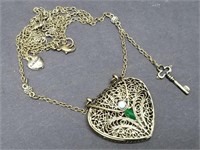 Filigree Heart Locket Necklace