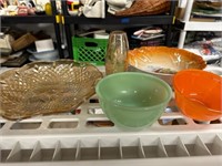 Glass Bowl Lot marigold Jadeite Orange and More