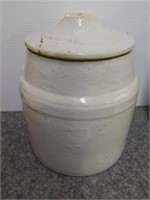 Weir stoneware large canning jar w/broken lid, 9"T