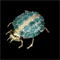 Natural Zambian Green Emerald Brooch - Untreated