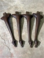 Set Of 4 Antique Wooden Table Legs With Wheels
