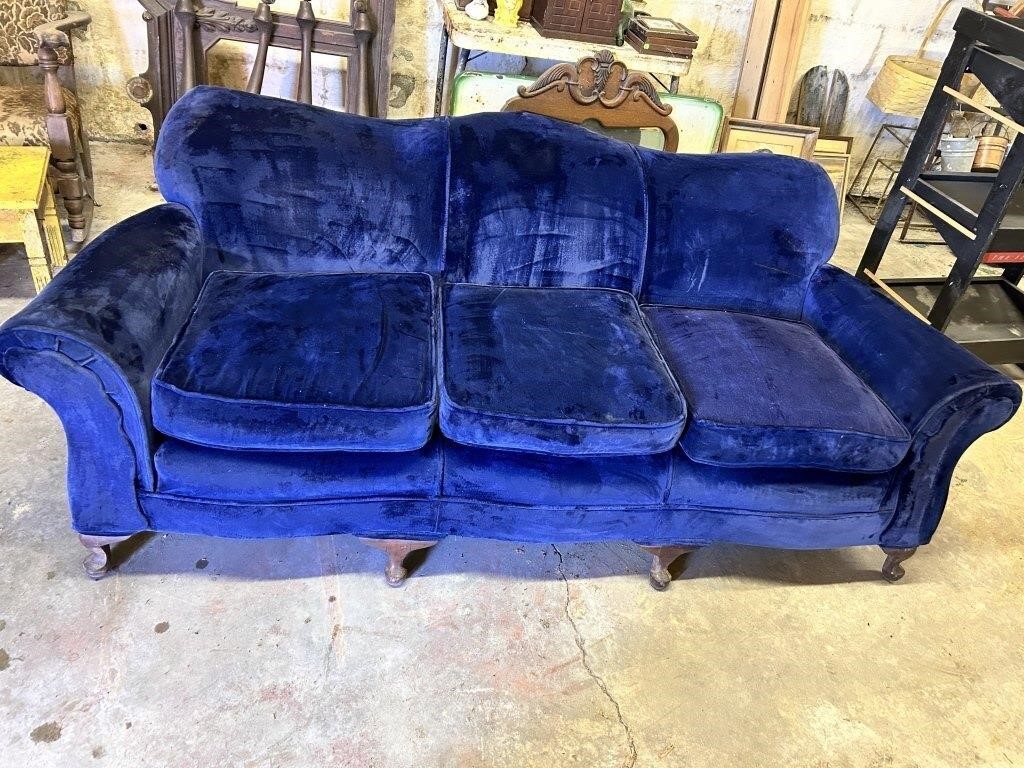 Blue Vintage Velvet Sofa