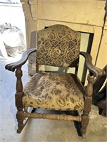 Antique Wood And Upholstry Rocking Chair