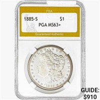 1885-S Morgan Silver Dollar PGA MS63+