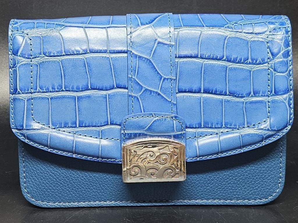 Brighton Blue Croc Pattern Handbag w/ Dust Cover
