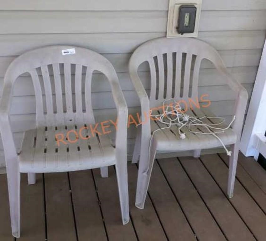 outdoor plastic chair pair