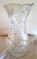 Cut Glass Vase - 13.5" tall