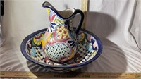 Floral Design Wash Basin and Pitcher San Pablo