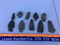 10 Arrowheads - Lifetime collection found on a