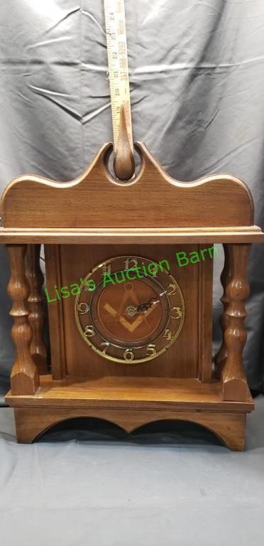 Masonic freemasonry clock  solid wood