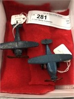2 Cast Metal Airplanes