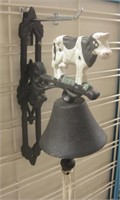 13.5" Tall Cast Iron Cow Dinner Bell w/ Pull Rope