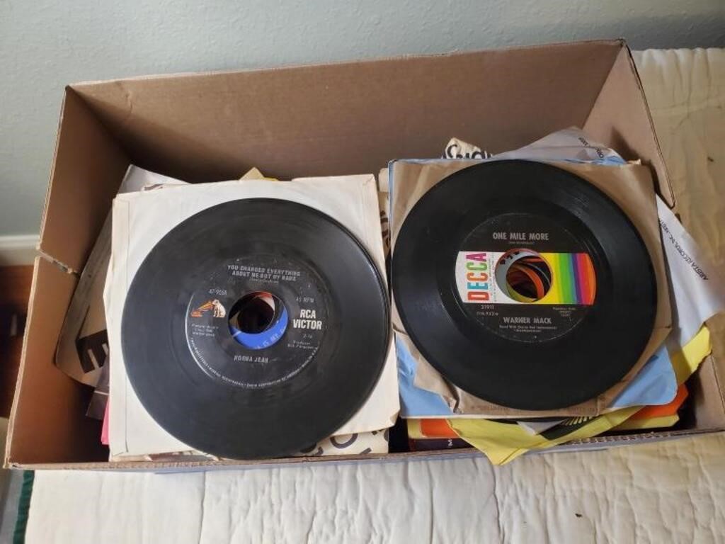 Large box of 45 rpm records