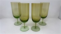 Green Glass Water Goblets set of 4