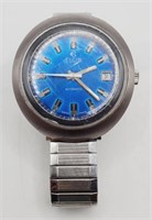 (E) Elgin Electric Blue Dial Wrist Watch - in