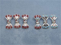 Six Sterling Silver Inlay Earrings Hallmarked See