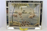 Mid-Century Turner Flamingos in Mirrored Frame