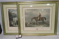 2 W.H. BAREAUD HUNTING SCENE LITHOGRAPHS 31x28