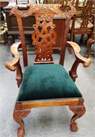 ORNATE LIBRARY CHAIR CARVED, HEAVY DETAIL
