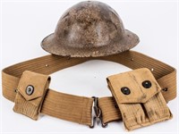 Military WWI U.S. Doughboy M1917 Helmet & Belt