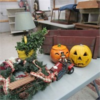 Holiday décor in wood crate.