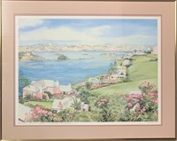 PRETTY SIGNED CAROL HOLDING WATERCOLOR PRINT