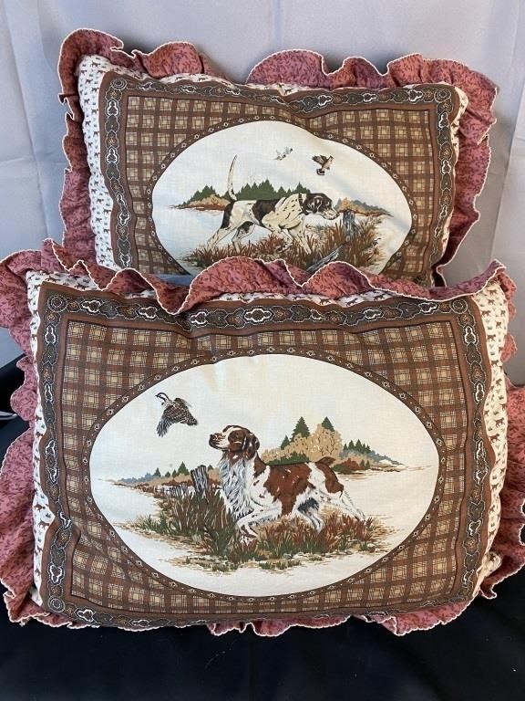 Vtg Dog and Quail Accent Pillows