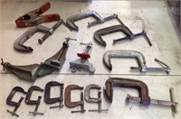 Assorted clamps, 3", 1" and other
