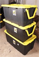 Three Heavy Duty 40 Gallon Storage Bins