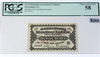 1876 Philadelphia 50 Cents Bill PCGS - CH AU 58