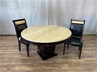 Travertine Top Modern Dining Table w/2 Chairs