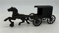 Cast Iron Amish Family Horse & Carriage