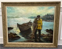 1974 Boatsman Oil painting on canvas by local