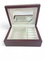 Red Wooden Jewelry Box Organizer w/Mirror