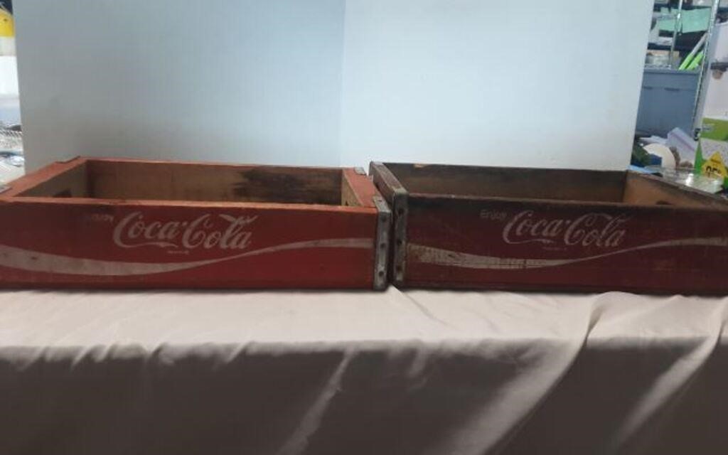 Two Vintage wooden coca cola crates