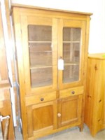 Oak Antique China Hutch, Double Doors, 2 Drawers,