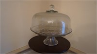 Vintage Glass Pedestal Cake Plate w/Dome Lid