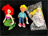 Set of (3) Disney Bean Bag Dolls Ariel, Patti Mayo