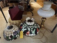 Lamp Shades. Leaded Glass Shades, Brass Lamp