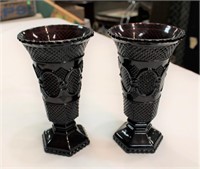 Pair of Avon Cape Cod ruby vases