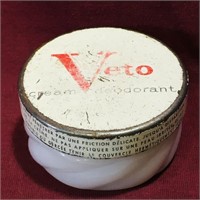 Veto Cream Milk Glass Jar (Vintage) (Small)