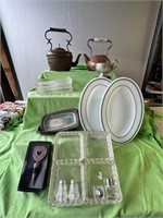 Pyrex Platters, Crystal Serving, Kettles, More