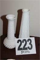 (2) Milk Glass Vases (8" - 4")