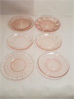 Pink Depression Glass Plate Assortment