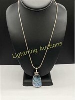 STERLING SILVER DICHROIC GLASS PENDANT NECKLACE