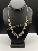 STERLING SILVER PINK QUARTZ BEADED NECKLACE