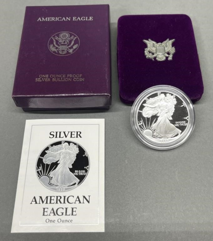 1989-S Proof American Silver Eagle w/ Case & COA