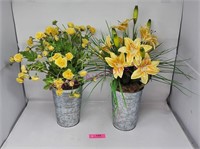 (2) Artificial Flower Planters