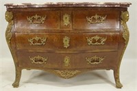 19th CENTURY FRENCH MARBLE TOP BOMBE CHEST