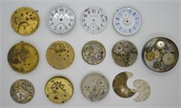 13 pcs. Antique Pocket Watch Movements + Parts